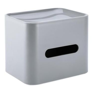 Imagem de x3anggyt5 Capa de caixa de lenços com plataforma de prateleira superior para porta-lenços de bancada, suporte de caixa de lenços (cinza)