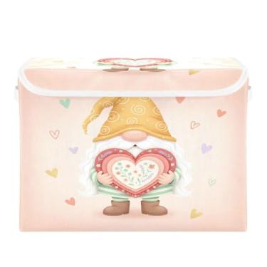 Imagem de STAYTOP Cestos de armazenamento fofos de gnomo para o Dia dos Namorados com tampas e alça de transporte, caixas de armazenamento dobráveis organizadores de recipientes para casa, quarto, armário