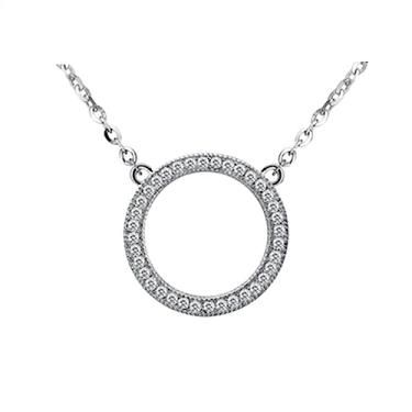 Imagem de x3anggyt5 Colar de corrente banhada a prata moderna temperamento redondo diamante completo colar feminino 925 colar colar feminino colar de presente para mulheres
