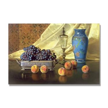 Imagem de NHLDZYH Tela vintage de frutas mortas, impressão de estilo de pintura a óleo vintage, decoração de jantar de fazenda C07. 30 x 45 cm. Somente tela