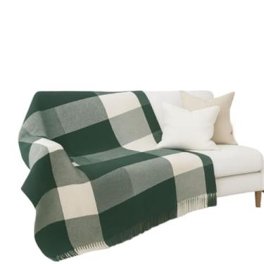 Imagem de Manta Para Sofá Luxo Gigante 2,10 x 1,20 m Tipo Capa De Sofá Protetora (Xadrez Verde e Branco)