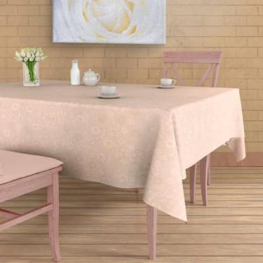 Imagem de Toalha de Mesa Térmica Impermeável Plástica Ultra Grossa Retangular 4 6 8 10 Lugares Fácil Limpeza para Cozinha e Sala(Floral Bege,4 Lugares)