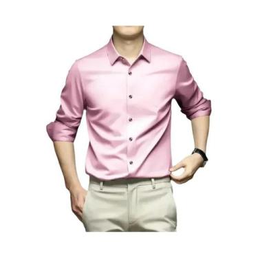 Imagem de Camisa Formal Casual Masculina 5XL Grande Branca Pura De Seda Gelada S