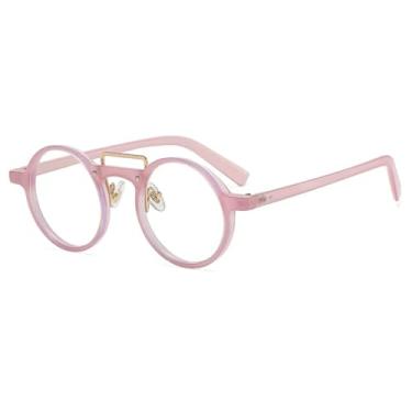 Imagem de HCHES Óculos de Sol Redondos de Luxo Estilo Punk Feminino Retrô com Lentes Transparentes e Degradê Oceano, Proteção UV400 e Rebites (Rosa)