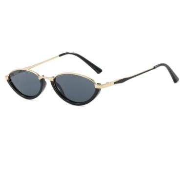 Imagem de HCHES Óculos de Sol Retrô Semiarmação com Proteção UV400, Cores Modernas, para Esportes ao Ar Livre, Unissex (Preto-Preto)