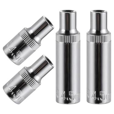 Imagem de Conjunto de 4 soquetes de 4,5 mm, unidade de 1/10.2 cm, 6 pontos, 2 soquetes profundos e rasos, resistência à corrosão, compatível com chaves e ferramentas de catraca padrão