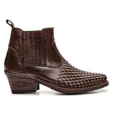 Imagem de Bota Masculina Couro Café Texana Rodeio Country - Estilo a Pé, Cafe, 4