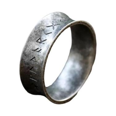 Imagem de Anel Masculino De Aço Inoxidável Com Runas Vikings, Aliança Nórdica Da