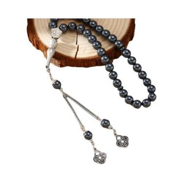 Imagem de Tasbih De Pedra Hematita Com 33 Contas, Pulseira Muçulmana Que Promove