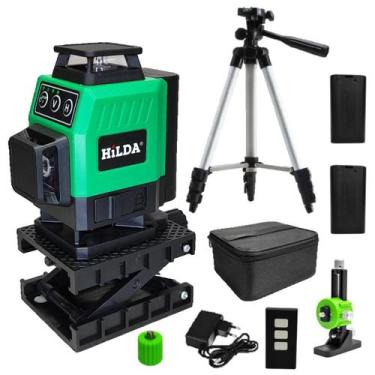 Imagem de Nível A Laser 16 Linhas Verde Hilda 2 Baterias Controle Suporte Elevat