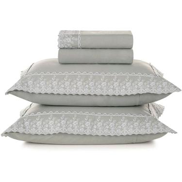 Imagem de Jogo de Cama Karsten Antonia 200 Fios 4 Peças Queen Cinza