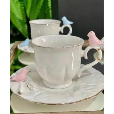 Imagem de Jogo 6 Xícaras C/pires 100ml Birds/Passarinho Porcelana Wolff 35471 - 
