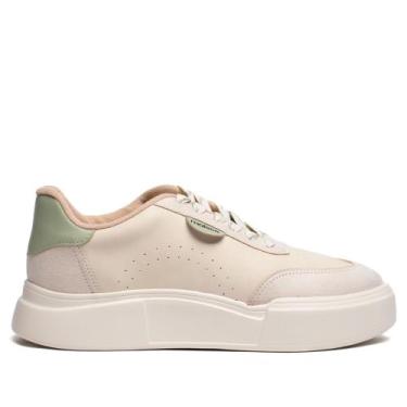 Imagem de Tênis Feminino Moleca Flatform Nobuck Branco/Verde, Branco, Verde, 37
