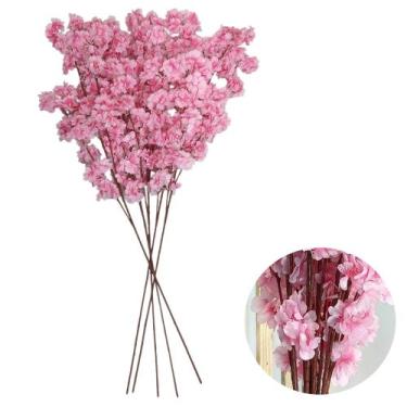 Imagem de 5 Hastes Flor Pessegueiro Artificial Cerejeira 95cm Realista - - Intco