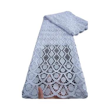 Imagem de Tecido De Renda Branca Com Lantejoulas Kalume, Cordão Guipure Africano