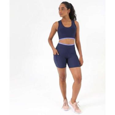 Imagem de Bermuda Feminina Fitness Bolso Recorte Marisa Azul-71060, Azul, P