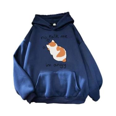 Imagem de Moletom Feminino Oversize Com Estampa De Gato Zangado, Estilo Hip Hop 
