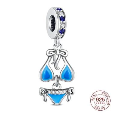 Imagem de Pingente Charm De Prata Esterlina 925 Em Formato De Biquíni Azul Femin