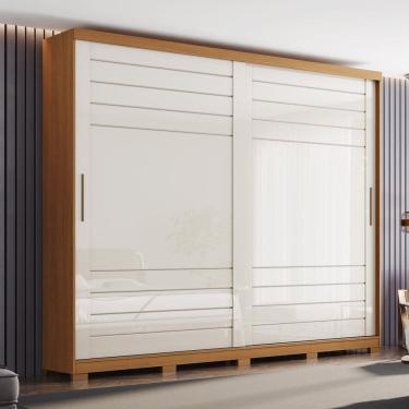 Imagem de Guarda-roupa Casal 2 Portas Deslizantes 100% Mdf Cayman Cinamomo/Off White