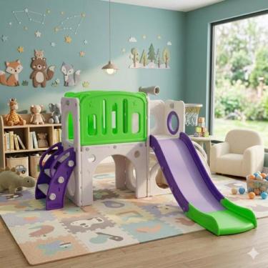 Imagem de Playground Infantil Mini Mundo 7 em 1 Roxo e Verde Freso