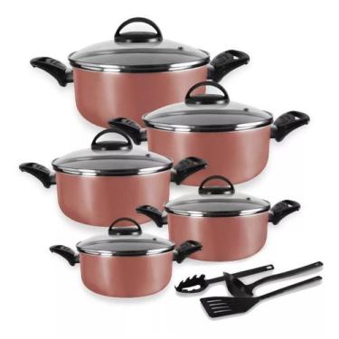 Imagem de Jogo de Panelas 5 Caçarolas Alumínio Antiaderente Com Tampa de Vidro 3