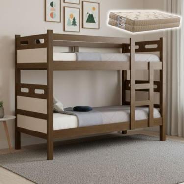 Imagem de Beliche Jaspe Completa Vira 2 Camas Solteiro Com 2 Colchões D33 Alta Q