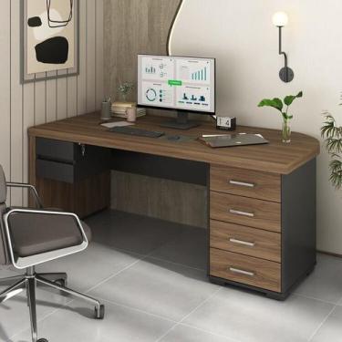 Imagem de Mesa para Escritório em Tamburato com 6 Gavetas Espresso Móveis