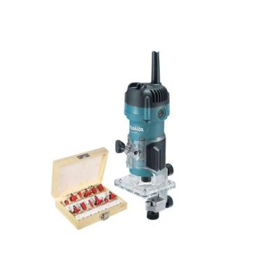 Imagem de Tupia Manual 6mm 530w M3700b Makita 220v + Kit 12 Fresas