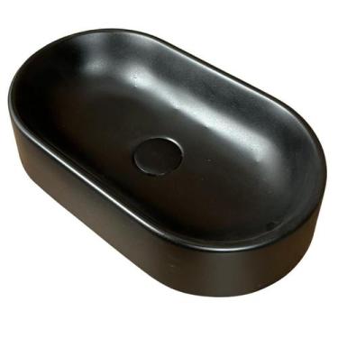 Imagem de Cuba Sobrepor Preta Pequena Banheiro Oval Apoio Lavabo Acetinada Pia -