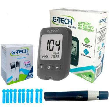 Imagem de Monitor Medidor De Glicose G-tech Vita Ultra Kit + 50 Tiras
