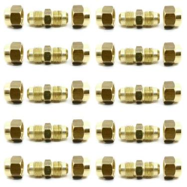 Imagem de Kit 10 União Niple Latão 1/4 Sae Tubo Cobre C/ Porcas - ALUMEGAS
