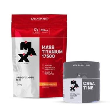 Imagem de Combo Hipercalórico Mass 17500 Refil 1,4kg e Creatina 300g Max Titanium-Unissex