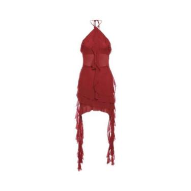 Imagem de Vestido De Festa Curto Feminino Elegante Com Babados E Franjas, Doce, 