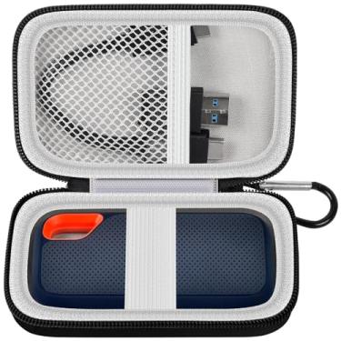 Imagem de Capa rígida compatível com SanDisk 500 GB/ 1TB/ 2TB/ 4TB Extreme Portátil SSD - Até 1050 MB/s - USB-C, USB 3.2 Gen 2 - Externo para unidade de estado sólido. Suporte de viagem para cabos USB (apenas caixa)