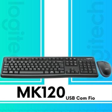 Imagem de Combo Teclado e Mouse Logitech MK120 com Fio USB Resistente ABNT2 Orig