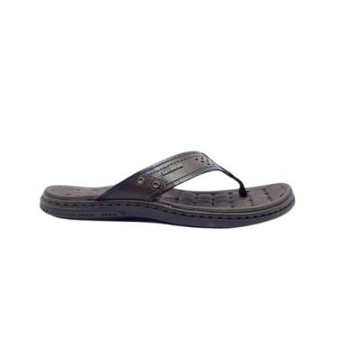 Imagem de Chinelo Masculino Pegada De Dedo Couro Amortech Cravo Marrom, Cravo, 4