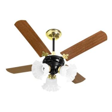 Imagem de Ventilador De Teto New Zeta 4 Pás Preto/Mogno 110v + Controle - Trio, 