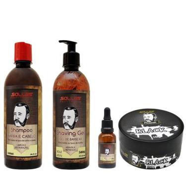 Imagem de Kit Barber Shampoo + Shaving + Óleo + Pomada Black Salles - Salles Pro