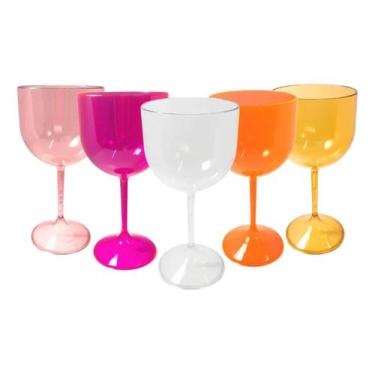 Imagem de 15 Taças Gin Acrílica Cristal Colorido 450ml Elegância Personalização 