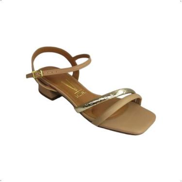 Imagem de Sandalia Social Vizzano Conforto Salto robusto Quadrado 6454, 37, Bege