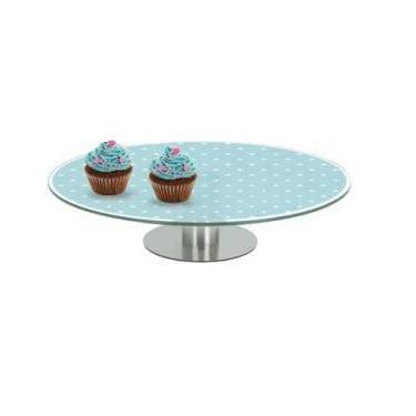 Imagem de Prato de Bolo e Doces em Vidro com Pedestal em Aço Inox 30cm - WINCY C
