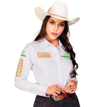 Imagem de Camisa Bordada Radade Feminina Country Green Team, Branco, GG