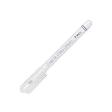 Imagem de Caneta Duas Linhas Lunix Tilibra, Rosa/Azul Claro