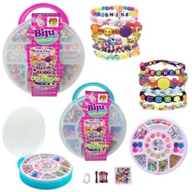Imagem de Kit beleza / bijuteria infantil com micangas sortidas na maleta - DM B