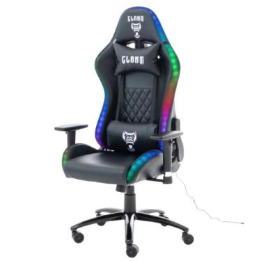 Imagem de Cadeira Gamer Giratória King Black luzes LED RGB Profissional Para mai