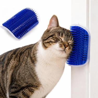 Imagem de Escova Massageadora Para Gatos Quina Parede Com Catnip Autoescovação C