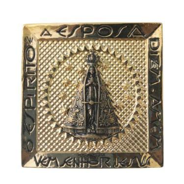 Imagem de Adorno Nicho De Nossa Senhora Aparecida Em Metal Com Inscrições Bíblic