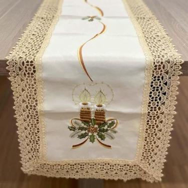 Imagem de Caminho de Mesa Retangular 40x135cm Natal 101 - Rafimex, Creme
