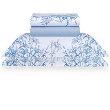 Imagem de Jogo de Cama King 300 Fios Fleurs de Lys - Naturalle Fashion, Azul Fog