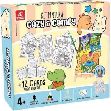 Imagem de Kit de Pintura Infantil Comfy e Cozy com Telas Tintas e Cavalete Alway
